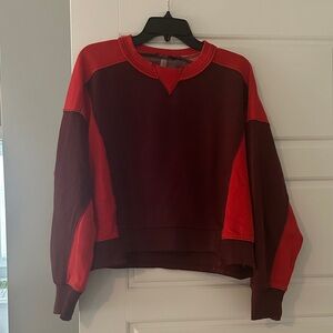 Free people movement red and burgundy crewneck sweatshirt